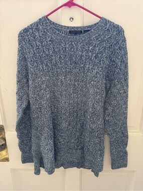 JEANNE PIERRE Blue and White Knit Sweater